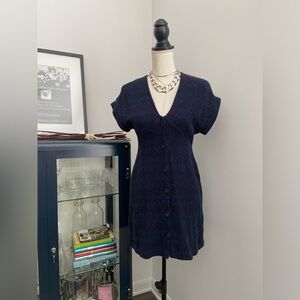 Zara Navy Button-Up Knit Dress